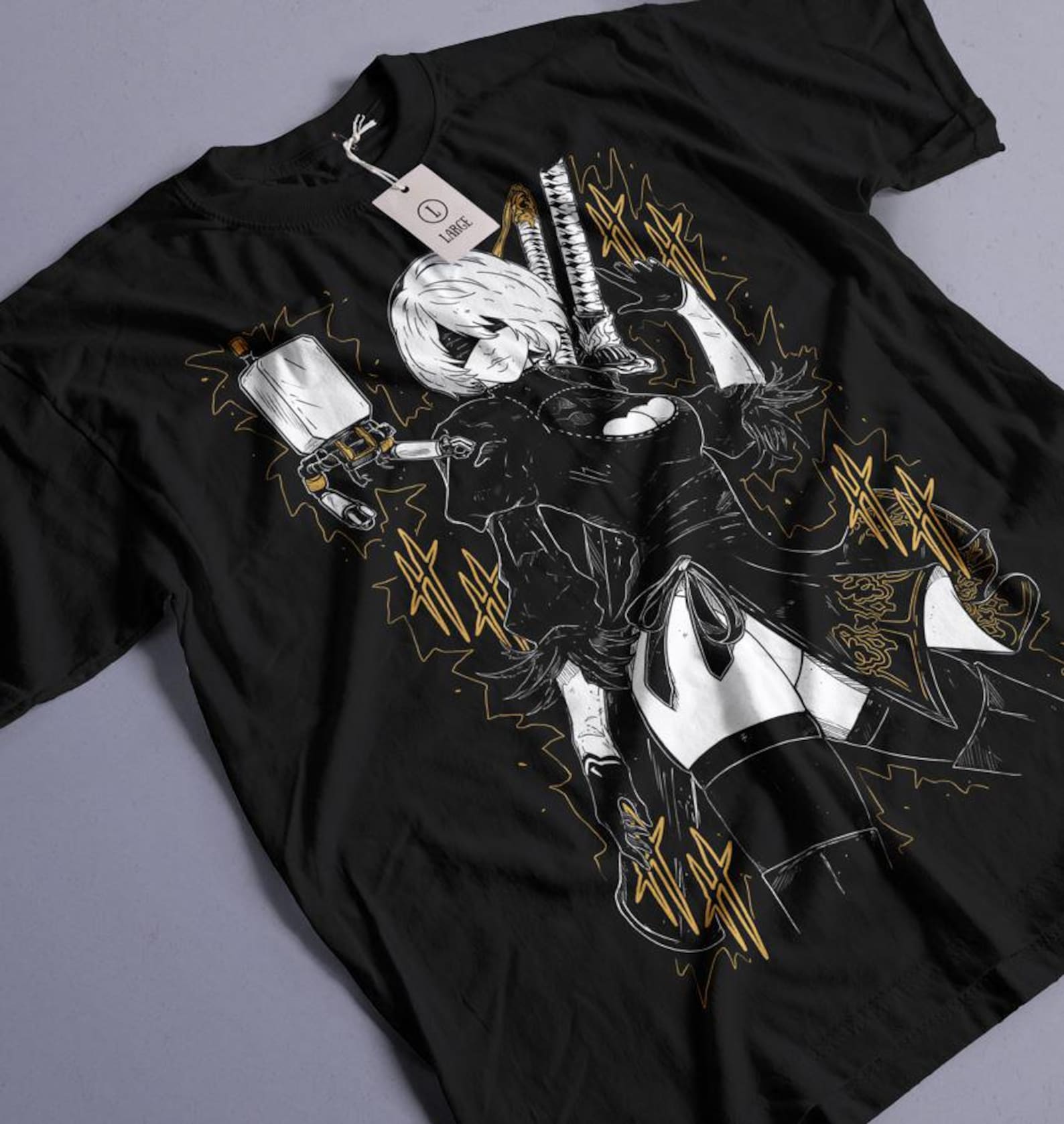 Unisex Nier 2B Yorha Gaming T-Shirt, Anime Waifu 2XL