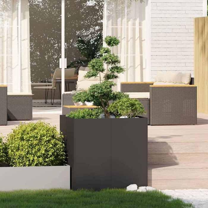 VidaXL Planter Black 80x80x80 Cm Steel, Flower Pot, Plant Stand, Raised Bed, Planter Support, Container 860780
