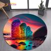 2025 New Style Colorful Pebble Rainbow Road Beach Stone Round Carpet Rug for Bedroom Living Room Decoration,pet Decor Floor Mat