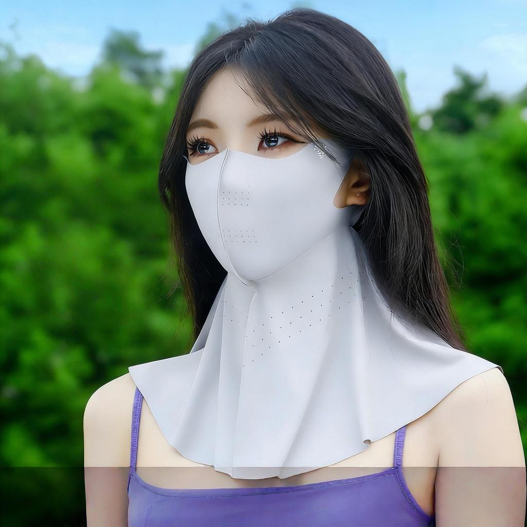 Women's Full Face UV Protection Ice Silk Mask and Neck Guard