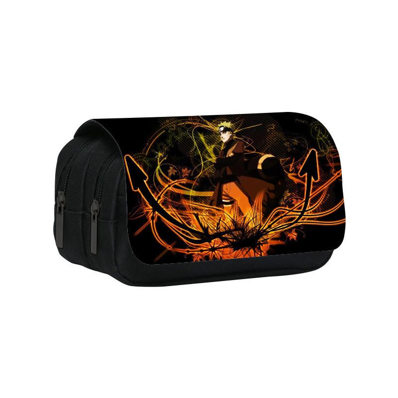 Naruto Shinobi Printed Twin Compartment Pen Pouch With Waterresistant Nylon For Students