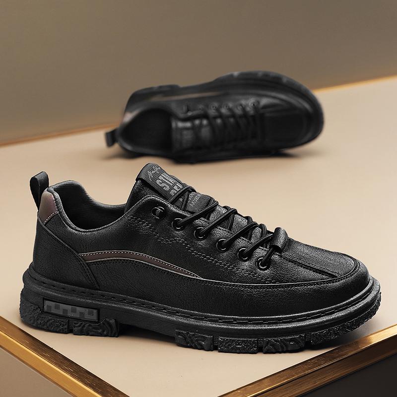 

Модная кожаная мужская обувь PARZIVAL, рабочая обувь, трендовая повседневная обувь, итальянская дышащая обувь для отдыха, мужские мотоботы, нескользящая обувь 44 чёрный