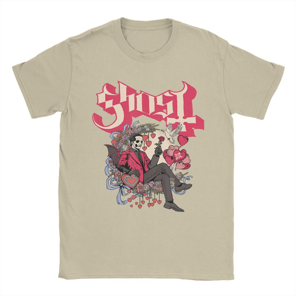 Mens TShirt Ghost Band Valentines Day Flower Heart Skull Funny 100 Cotton Tee Shirt Short Sleeve T Shirt Round Neck Tops