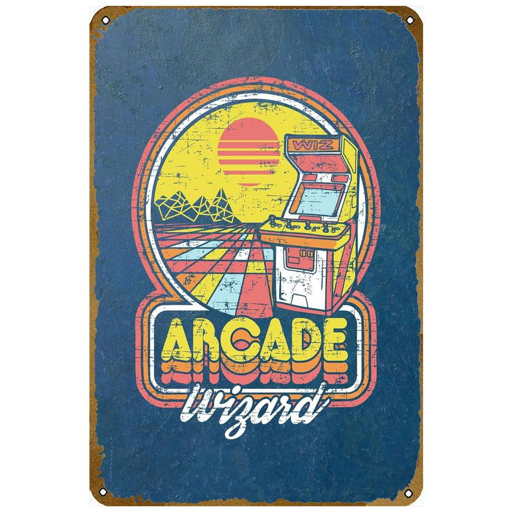 Letreros Metálicos de Lata Placa Decoración de Pared de Videojuegos Pósters de Arte Vintage Pintura de Hierro para Cueva de Hombre Café en Casa Sala de Juegos Club Bar
