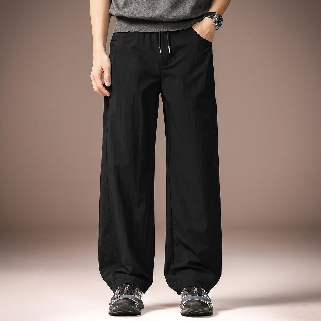 High-end American Cold Silk Cool Outdoor Straight Casual Pants Men's Summer Thin Loose Wide-leg Breathable Long Pants