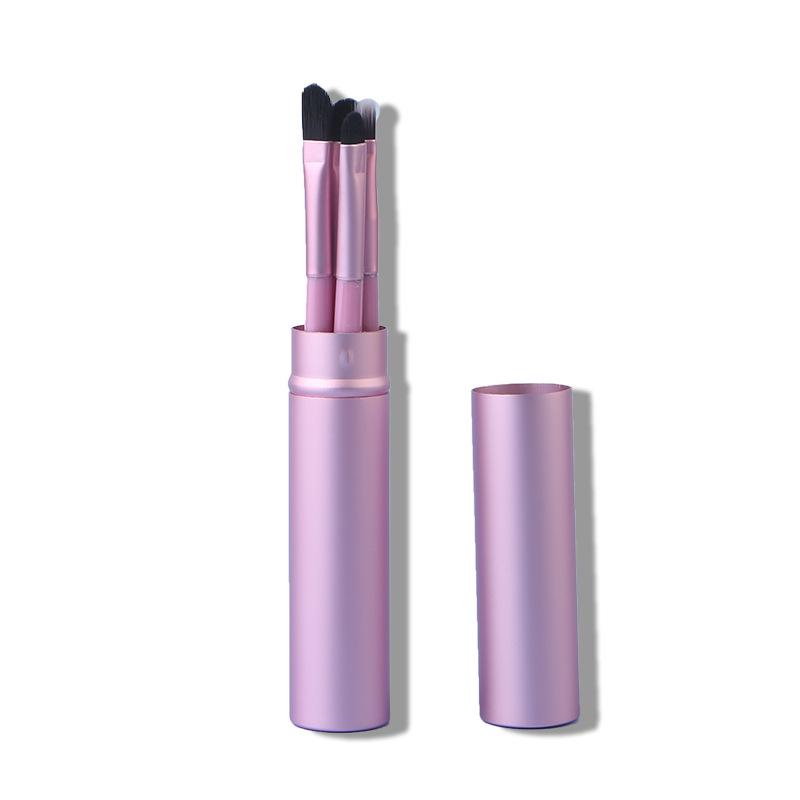 Crazed Rush 5-Piece Aluminum Eyeshadow Brush Set with Case: Eyelid, Lip, and Nose Blending Tools