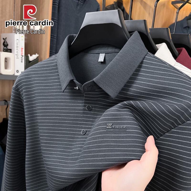 

Pierre Cardin Men s Striped Lapel Long Sleeve Polo T-shirt XL