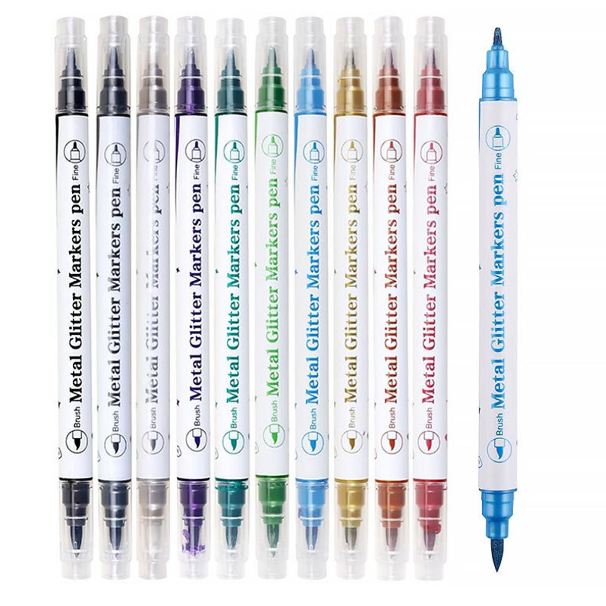 

10 Pcs Acrylic Double-head Marker Pen Art Painting Doodle Nail DIY Waterproof Mark Pen Adult, Student, Children s Supplies