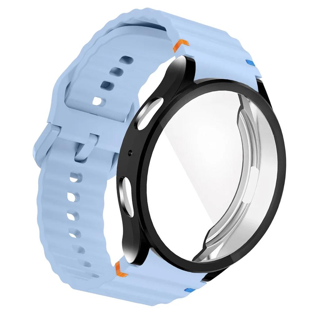 TPU Case+Strap Sports Strap for Samsung Galaxy 7 6 4 5 40mm 44MM Original Silicone Bracelet Soft TPU Case Glass Protective Cover