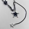 Black star splicing necklace autumn and winter new male and female hip-hop titanium steel sweater chain accessories