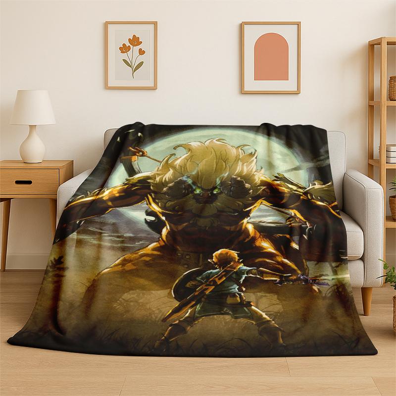Classic Game ZZelda Cartoon Link Flannel Blanket Soft Warm Throw Blanket for Bedroom Living Room Bed Travel Camping Picnic