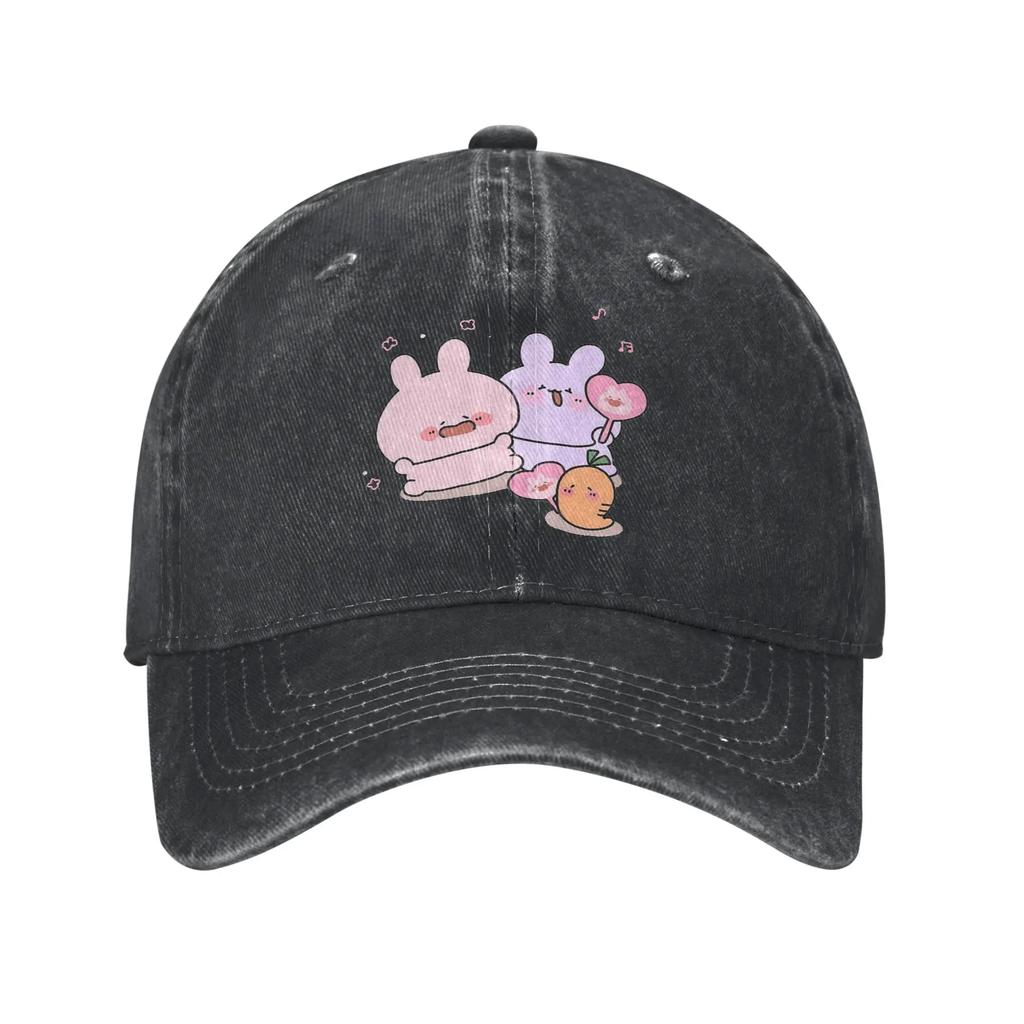 Asamimichaan Cute Asamimi Washed Denim Cap Casual Baseball Caps Adjustable Hat Summer Unisex Baseball Hats