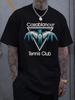 T-shirt en Coton Graphique Casablanca Tennis Club - Manches Courtes Blanc Col Rond avec Impression Orange & Noir