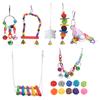 17 Packs Bird Toys Sepak Takraw Hanging Chain Swing Bell String Set for Small and Medium Parrots