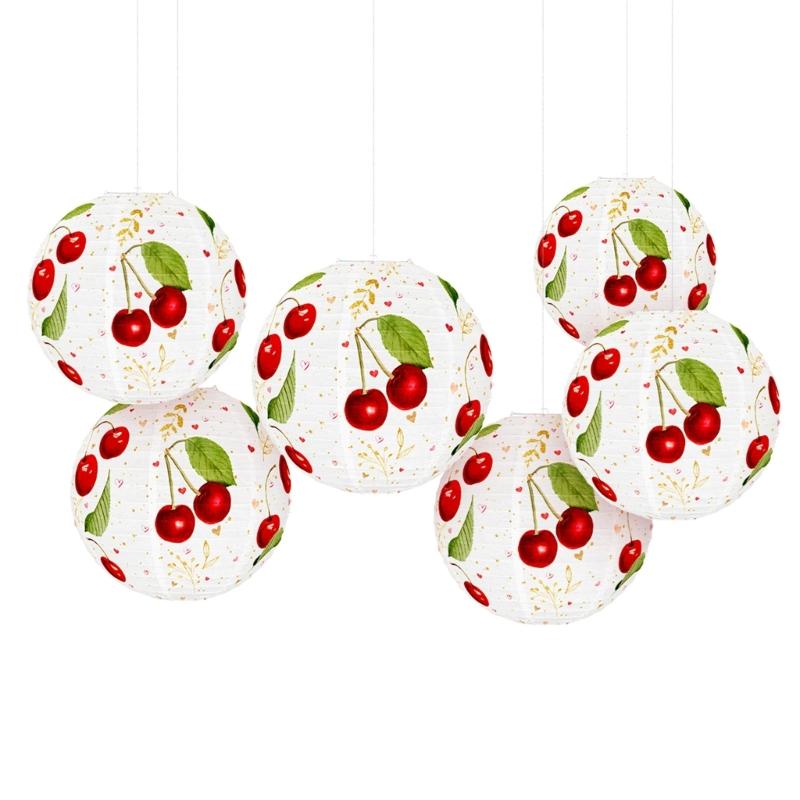 

6Pcs/Pack Delicate Paper Cherries Lantern Decorative Lovely Accent For Celebration Seasonal Home Decoration 1