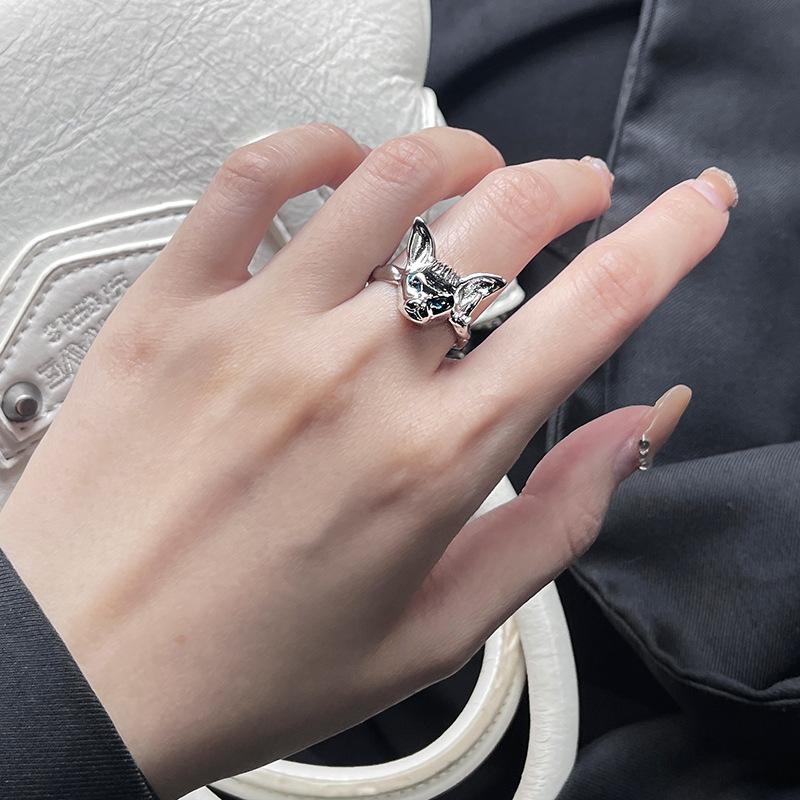 Peep Cat Ring Female Niche Design Sense Advanced Sense Cold Wind Dark Spice Girl Index Finger Ring Personality Ring