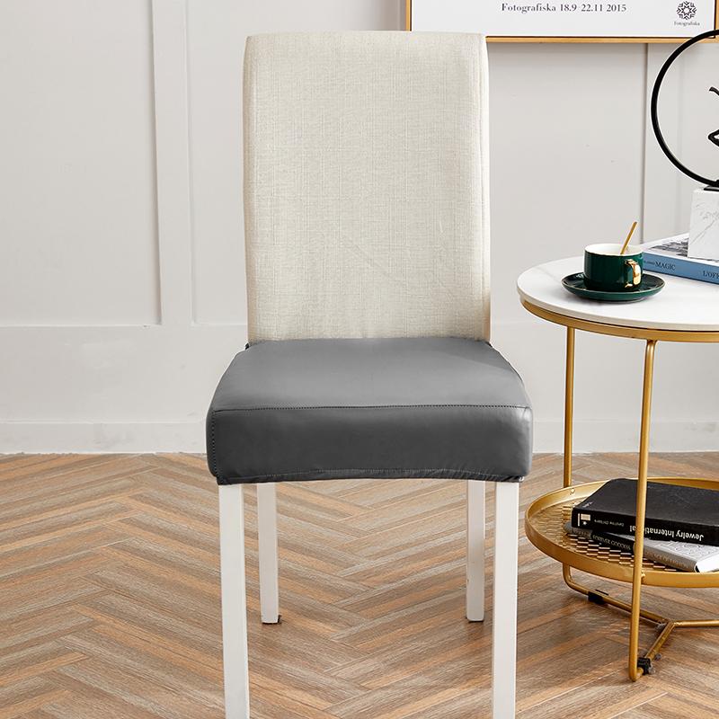 Pu Leather Chair Seat Cushion Cover Elastic Water Proof Horn Stool Cover Wedding Occasion Hotel Use Party Decoration Lounge Half Dining Chair Cover