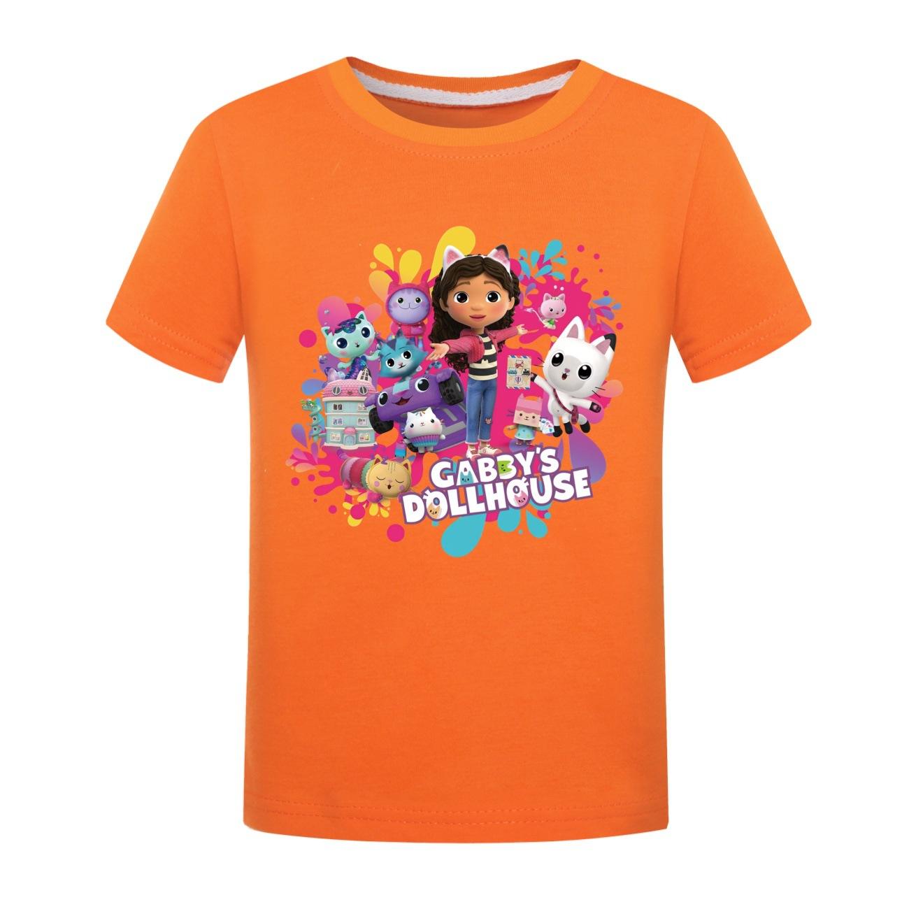 

Кавайная футболка для девочек Gabby Cats Футболки Детские 2025 Летняя футболка для мальчиков с коротким рукавом Детская одежда 110