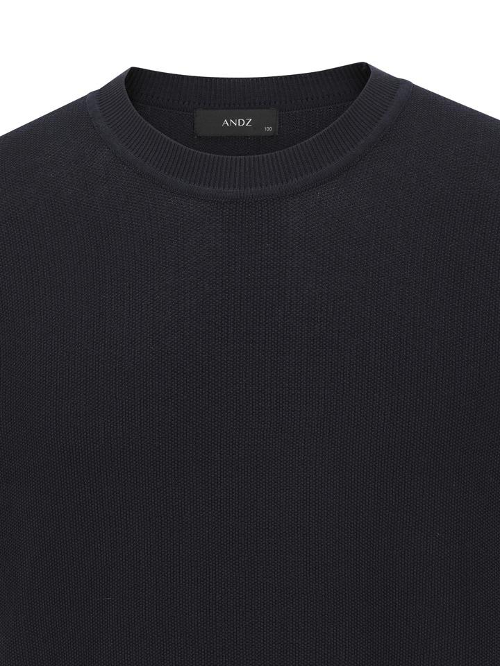 AND Z Men'S) Fine Texture Round Neck Short Sleeve Knit_Bzf2Er1103Nv