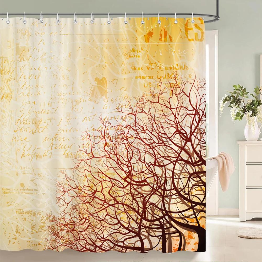 Plants Tree Leaves Shower Curtains with Hooks Home Decoration for Floral Bathroom Curtain Polyester Fabric Bath Curtain