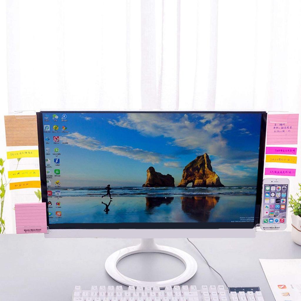 Monitor Memo Boards for Computer,Multifunction Acrylic Screen Message Reminder Pad Side Panels Phone Holder Organizer for Office
