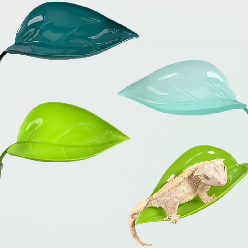 Gecko Frog Leaf Rest Platform with Suction Cup, Reptile Basking Habitat Simulation Leaf Tank Accessories