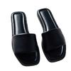 Leather with Diamond Edge Square Head Soft and Comfortable Flat Bottom One Word Cool Slippers Women's Fashion 2025 Summer New