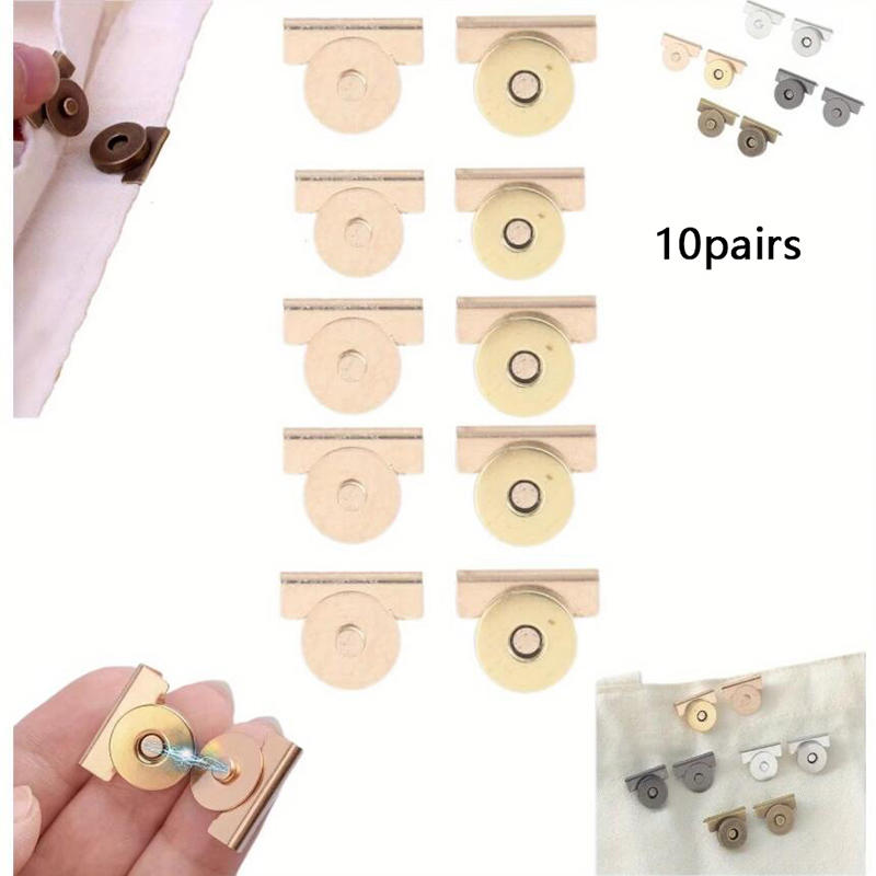 10 Pcs Strong Magnetic Buckle Clasp No-Sew Snap Lock for Purse Bags Clothing DIY Detachable Magnetic Purse Clip