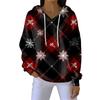 Women's Loose Comfortable Casual Fashion V-Neck Christmas Print Long Sleeve Hoodie