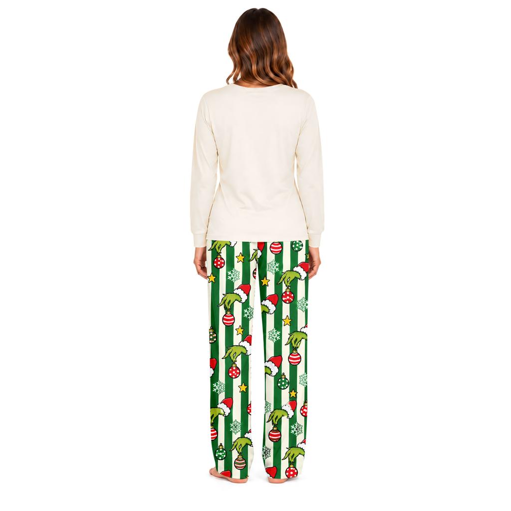 Family Matching Parent-Child Long Sleeve and Pants Pajama Set Loungewear for Home Wear