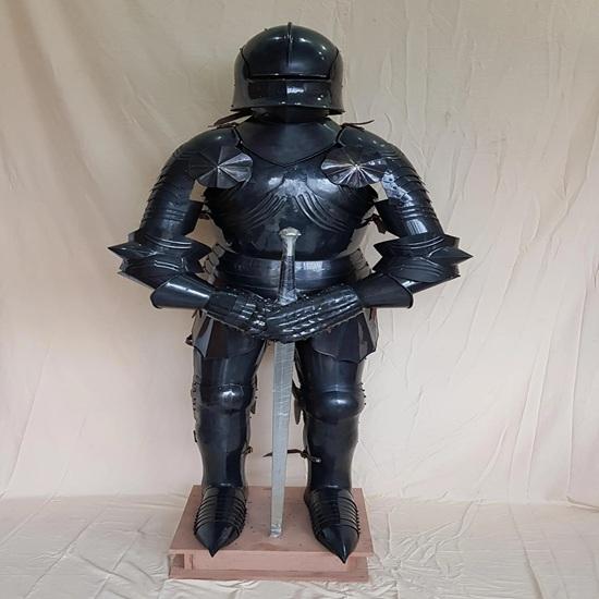 182.88 Cm Medieval Full Body Armor Suit Combat Knight Full Body Armor With Stand Replica Blacked Steel Gift