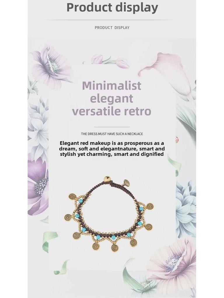 Boho Türkis-Kupfer Perlenarmband mit Wachskordel