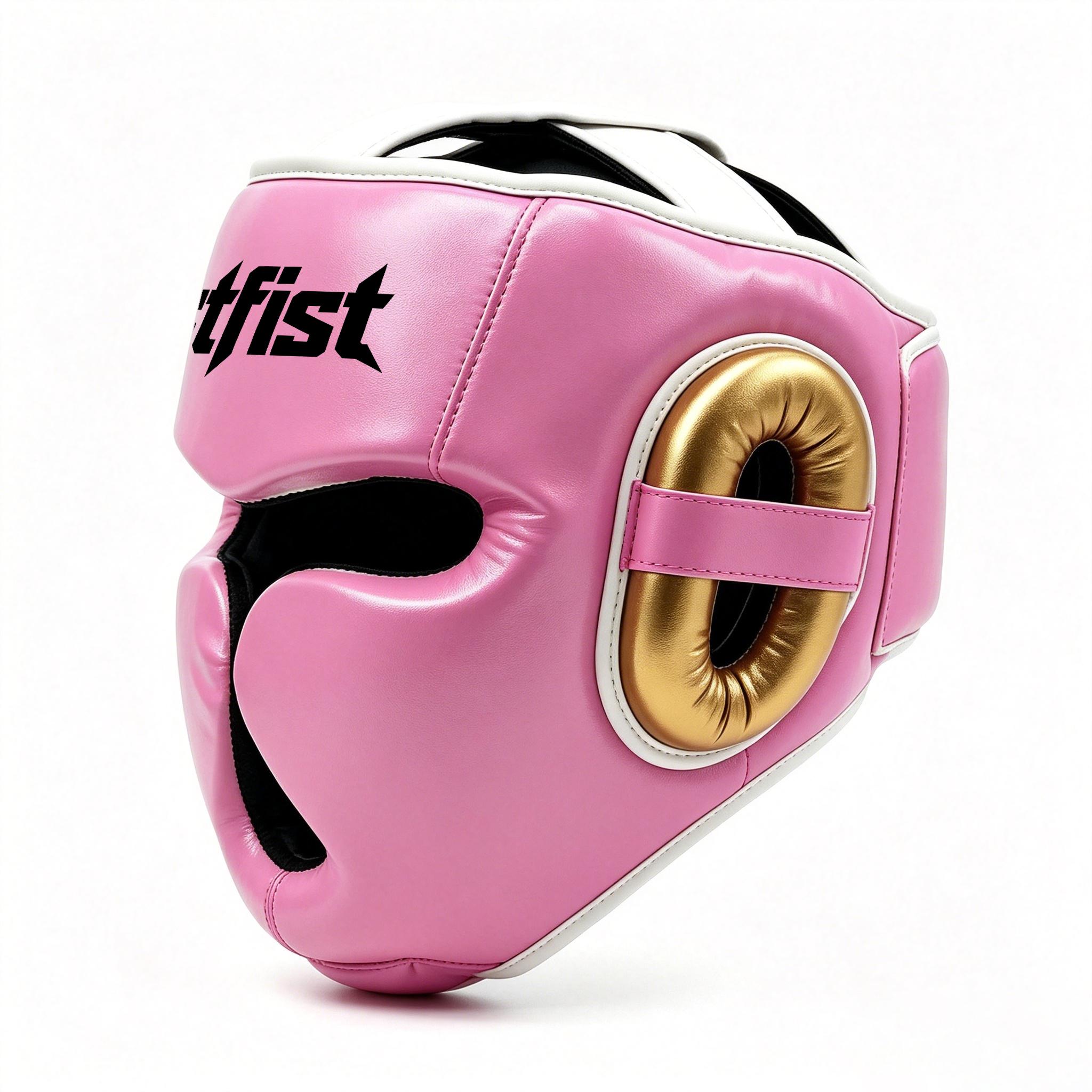 Vollständig geschlossener Boxhelm OEM ODM, Verdickte stoßfeste Sicherheitskopfbedeckung für Sanda Muay Thai Kickboxen Tägliches Training M rosa
