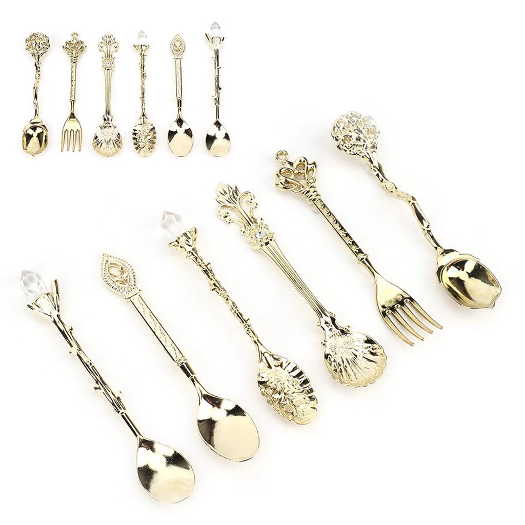 6Pcs Set Innovative Vintage Retro Zinc Alloy Spoons Fork Set Cutlery Kitchen Accessory