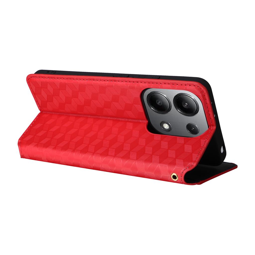Para Xiaomi Redmi Note 13 4G Funda Billetera Soporte Protección Completa Cuero Rombos Cubierta de Teléfono