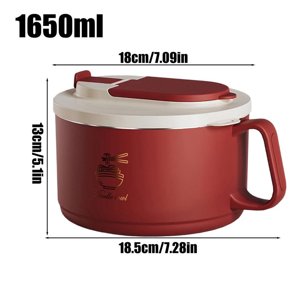 Lunch Bowl Double-Layer Anti-Scald Lunch Box With Tableware Lid Stainless Steel Lunch Bowl Large Capacity Can Drain Ramen Bowl