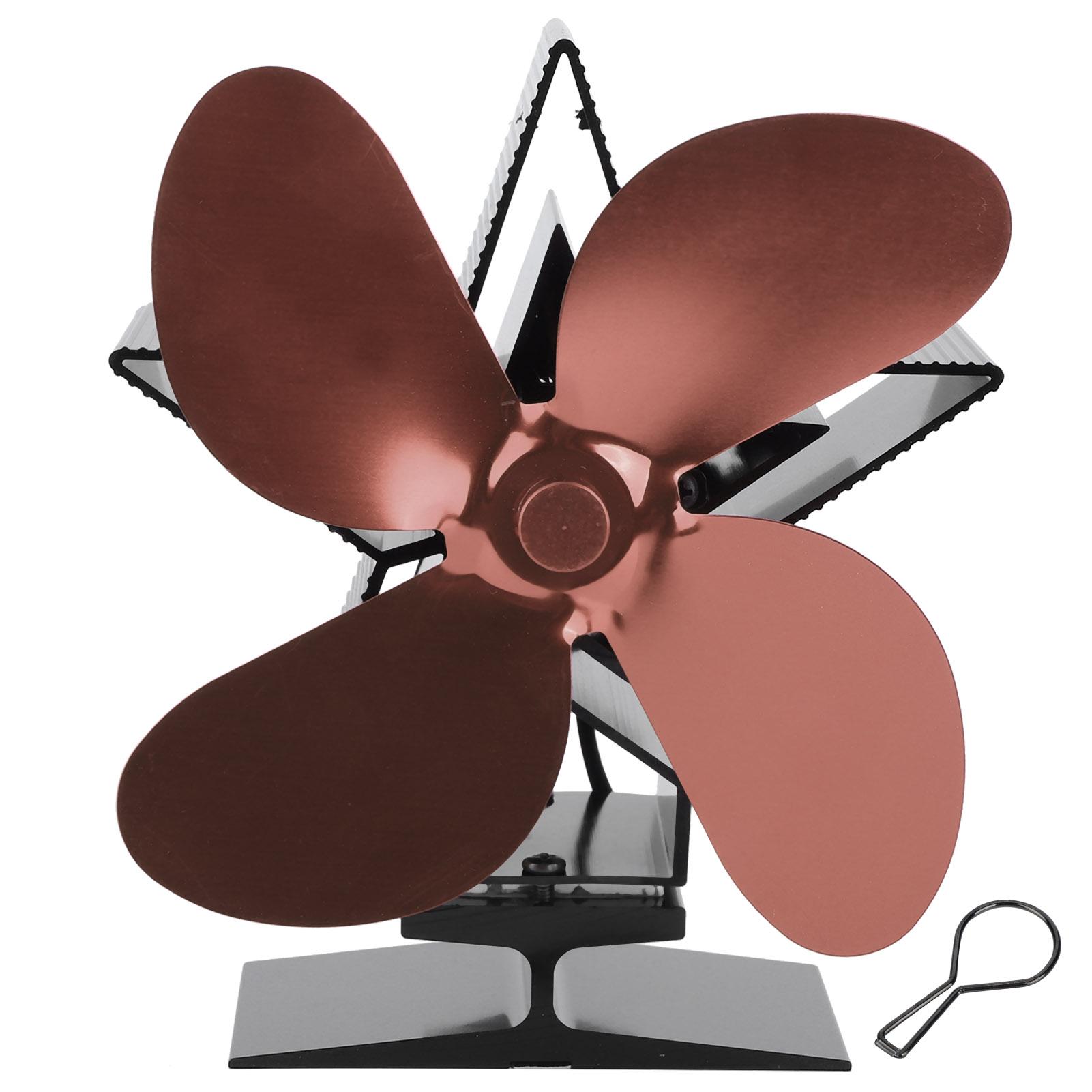 

4-лопатевий термоелектричний вентилятор для дров яної печі, аксесуар для каміна для розподілу тепла, золотий антична латунь кольору