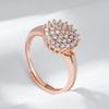 Rose Gold Color Crystal Flower Big Ring For Women Trendy Shiny Full Natural Zircon Accessories Fine Daily Jewelry