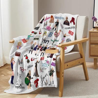 Fashion Girl Blanket Printed Throw Blanket Plush Fluffy Flannel Fleece Blanket Soft Throws for Sofa Couch and Bed#