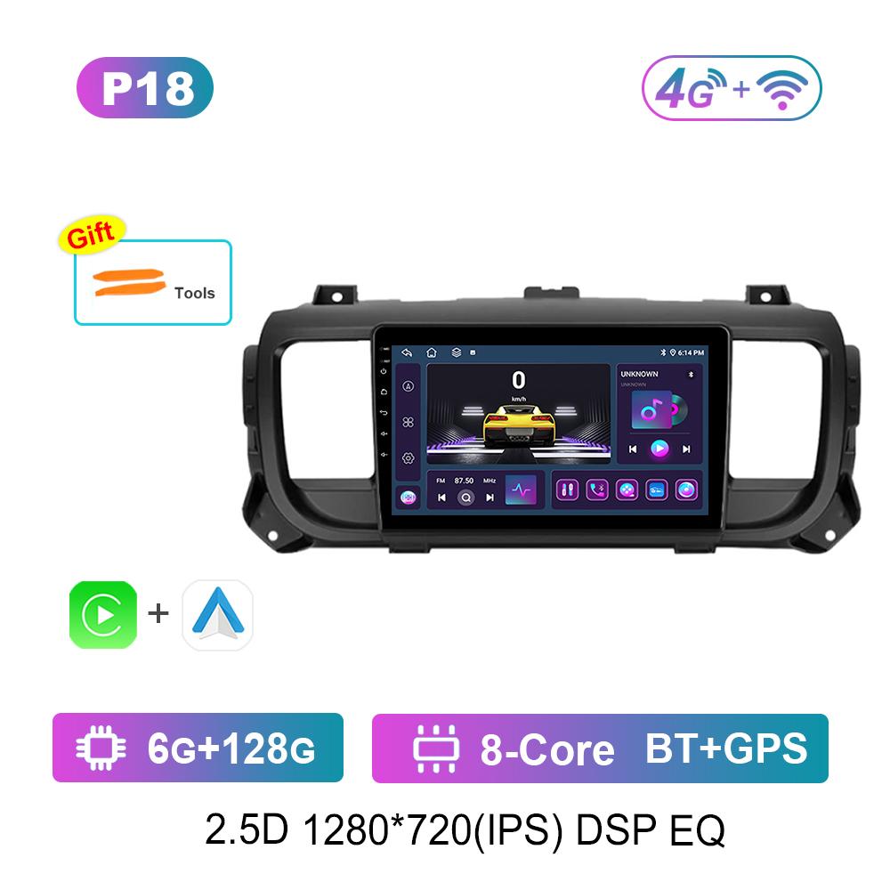 Carplay Android OS 9'' for Citroen Jumpy 3 2016 - 2021 for Peugeot Expert 3 2016 - 2021 Car Radio Multimedia Player 4G Bluetooth
