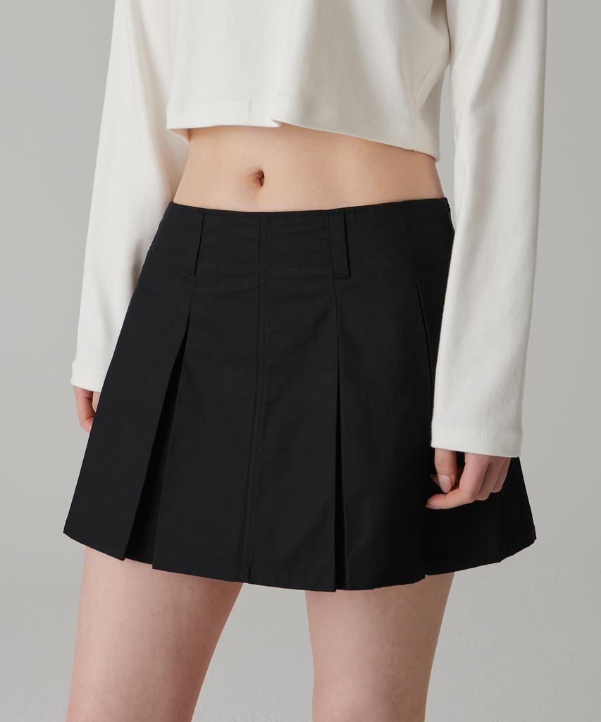 MUSINSA STANDARD WOMAN Women'S Cotton Pleated Mini Skirt [Black]