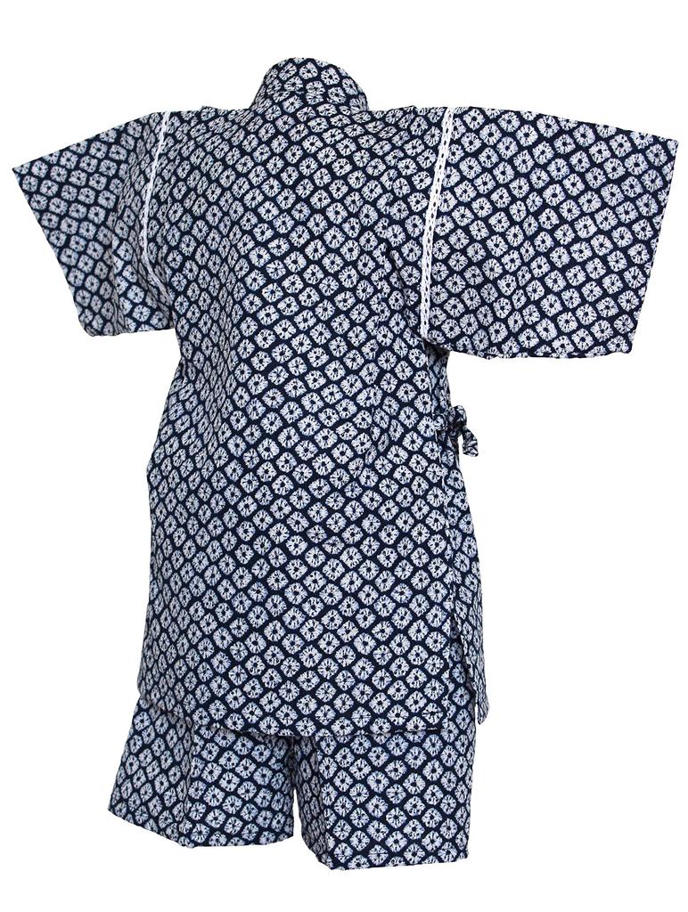 Shibori Made in Navy Summer Summer Room Wear [Warudo] Children's Jinbei, Boys, Kids, Jinbei, Pattern, Japan, Blue, Cool, 100% Cotton, Sizes 90, 100,