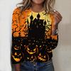 2025 Autumn & Winter Women's New Casual Crew Neck Long Sleeve Top 3D Halloween Pattern Ideal Halloween Christmas Gift