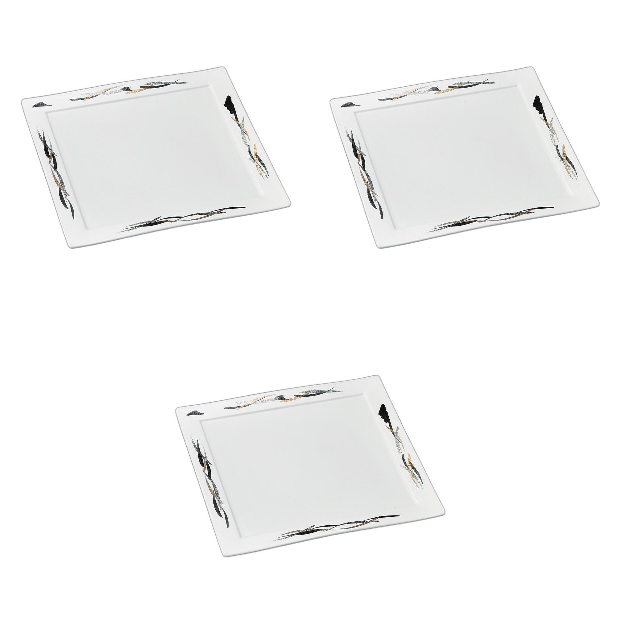 

Set of 3 and Silver Square Plates x x Square Setomonohonpo Black, Gold, 9.0mm [26.8 26.8 1.6cm] Plates, Ceramic,