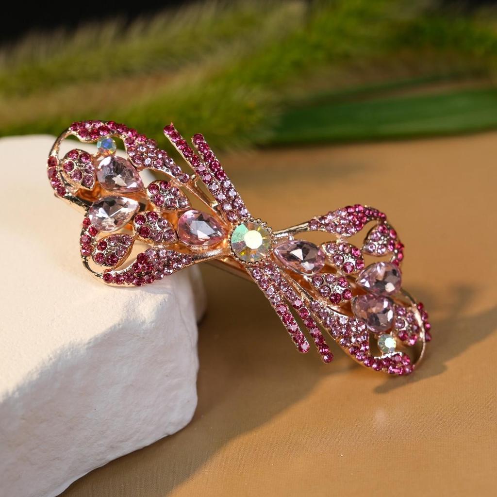 Élégante Barrette à Cheveux Coréenne Rétro en Cristal pour Adultes - Accessoire de Coiffure Printanier pour Queue de Cheval