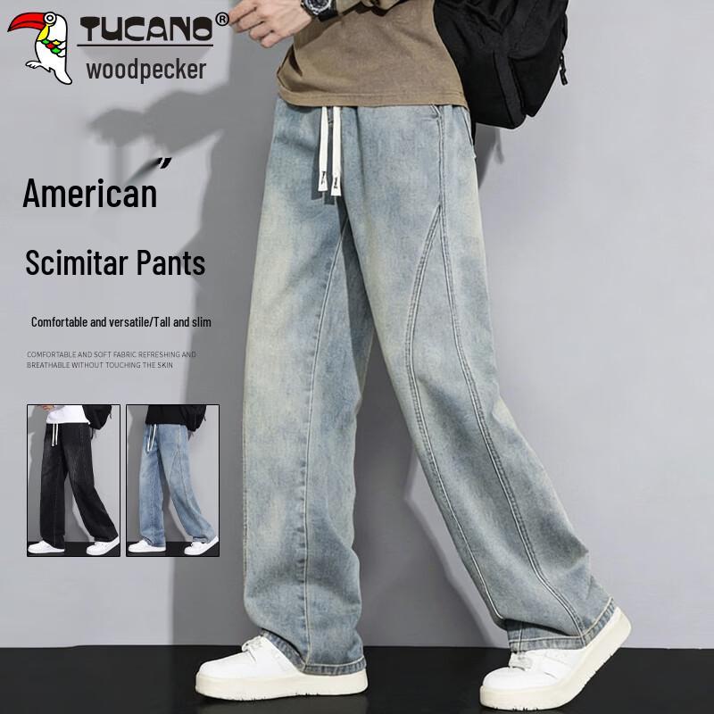 TUCANO Men s Loose Straight Wide-Leg Jeans L