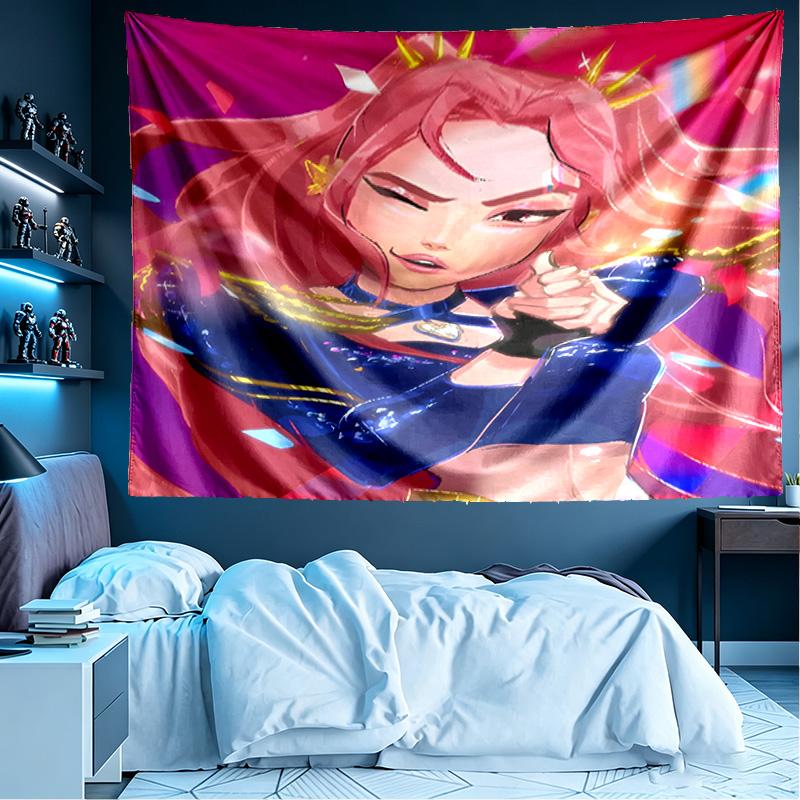 KPop İblis Avcıları Baskılı Duvar Halısı, Hafif Duvar Askısı, Yatak Odası, Yurt Odası, Oturma Odası, Ev Sanat Dekorasyonu için - Arkadaşlar için Doğum Günü Noel Hediyesi