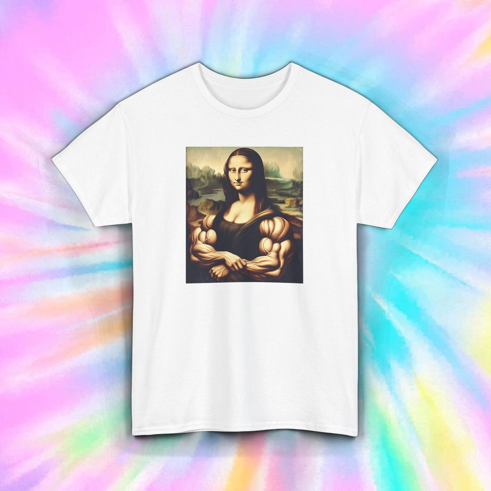 Muscle Mona Lisa Shirt Funny Art Parody Gym Humor Graphic Tee S-5XL M