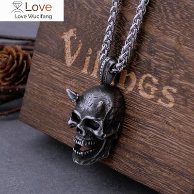 316l Stainless Steel Devil Skull Necklace Retro Gothic Punk Pendant High -End Creative Jewelry On Behalf Of The Hair Box
