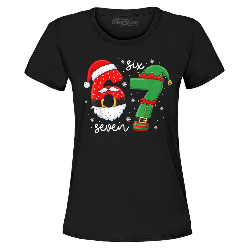 67 Six Seven Funny Christmas Brainrot Sixtyseven Women's T-Shirt. 67 Six Seven Brainrot Design. Sixtyseven Xmas Tee. Holiday Humor Apparel.